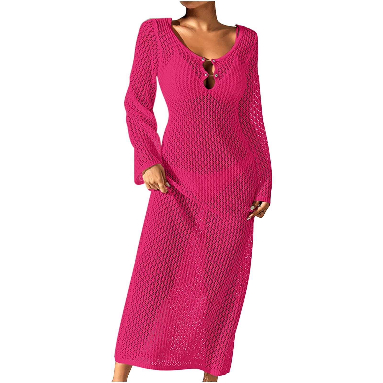long sleeve crochet beach dress Long Sleeve Crochet Maxi Dress