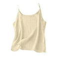 thumbnail image 1 of Kaemgyyd Beach Vaction Clothes for Women Sleeveless Scoop Neck Cotton Linen Tops Soft Solid Loose Fit Spaghetti Strap Cami Shirts, 1 of 6