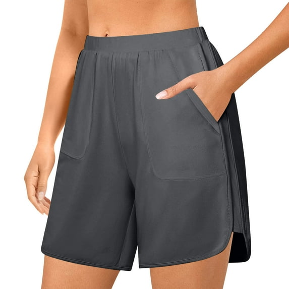 Kaemgyyd Bermuda Shorts for Women Athletic Loose Wide Leg Running Sweat Shorts High Waist Comfy Yoga Shorts with Pockets