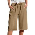 thumbnail image 1 of Kaemgyyd Bermuda Shorts for Women Knee Length Summer Casual Beach Elastic Waist Shorts Lounge Drawstring Comfy Trendy Shorts, 1 of 7