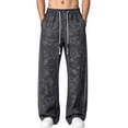thumbnail image 1 of Kaemgyyd Big and Tall Men's Baggy Wide Leg Sweatpants Side Striped Pants with Drawstring Waist Trousers Streetwear Travel Clothes（Black,3X-Large）, 1 of 7