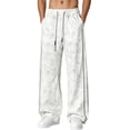 thumbnail image 1 of Kaemgyyd Big and Tall Men's Baggy Wide Leg Sweatpants Side Striped Pants with Drawstring Waist Trousers Streetwear Travel Clothes（White,X-Large）, 1 of 7