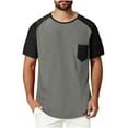 thumbnail image 1 of Kaemgyyd Big and Tall Mens T-Shirts Fashion Color Block Crew Neck Plus Size Tee Summer Breathable Casual Short Sleeve Tops with Pocket, 1 of 7