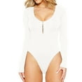thumbnail image 1 of Kaemgyyd Bodysuit for Women Long Sleeve Half Zipper Casual Stretchy Jumpsuit Solid Color Going out Romper, 1 of 5