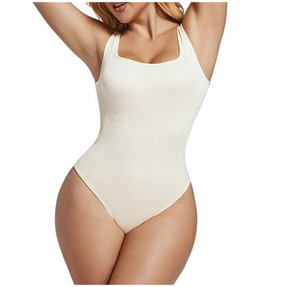Kaemgyyd Bodysuit for Women Shapewear Seamless Tops One-Piece Solid Color Suits Stretchy Slim Activewear