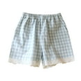 thumbnail image 1 of Kaemgyyd Boxer Shorts for Womens Cute Plaid Lace Trim Elastic Waist Pajamas Shorts Lounge Sleep Pj Bottoms with Pockets, 1 of 3