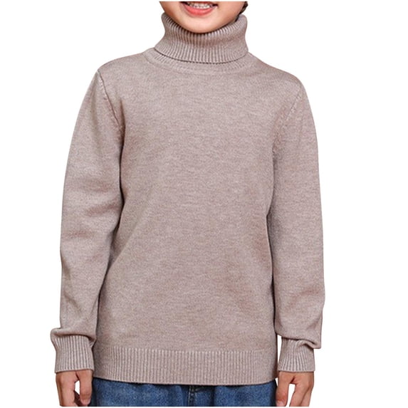 Kaemgyyd Boys Girls Turtleneck Sweater Soft Comfy Long Sleeve T-Shirts Solid Color Thermal Warm Pullover Unisex Tee Tops