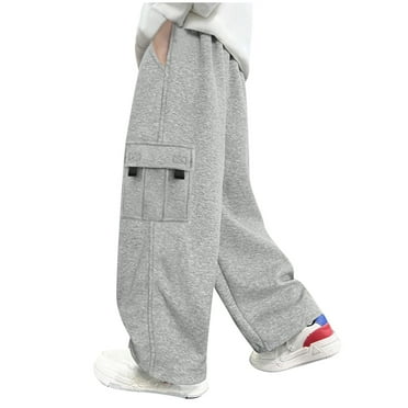Kaemgyyd Boys Sweatpants Baggy Wide Leg High Wiasted Workout Trousers Kids Comfy Sports Cargo Pants with Pockets 4-13 Years