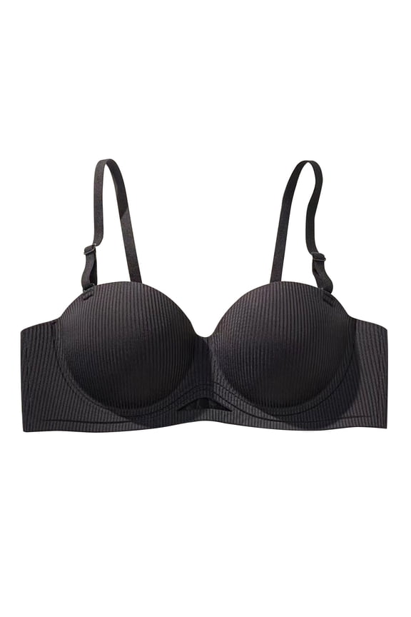 Bras for Women Ribbed Full Coverage Adjustable Strap No Underwire Bra Comfortable Padded Seamless Bralette