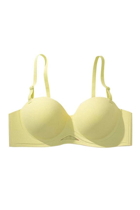 Bras for Women Ribbed Full Coverage Adjustable Strap No Underwire Bra Comfortable Padded Seamless Bralette