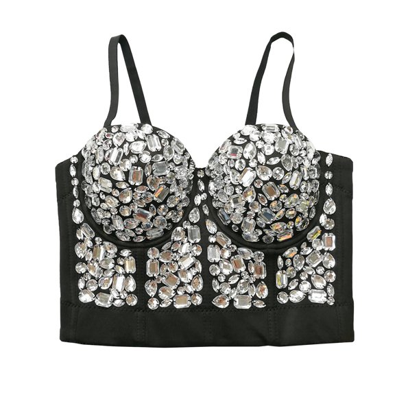 Kaemgyyd Built in Bra Tank Tops for Women Summer Push up Adjustable Strap Dance Corset Tops Sparkly Sleeveless Club Party Camisoles