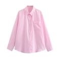 thumbnail image 1 of Kaemgyyd Button down Shirt Women Striped Long Sleeve Collared Business Office Work Blouses Tops with Pocket Casual Tunic, 1 of 6