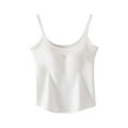 thumbnail image 1 of Kaemgyyd Camisole Tops for Women Spaghetti Strap Sleeveless Basic Layering Shirts Breathable Solid Crew Neck Tee with Built in Bra, 1 of 6