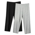 thumbnail image 1 of Kaemgyyd Capri Pajama Pants for Women Plus Size Lounge Wide Leg Sleepwear Elastic Waist Solid Color Soft Yoga Pants 2PC, 1 of 2