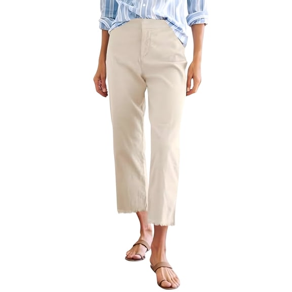 Kaemgyyd Capri Pants for Women Casual High Waisted Business Work Cropped Trousers Fashion Straight Leg Capris