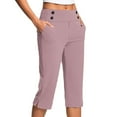 thumbnail image 1 of Kaemgyyd Capri Pants for Women Stretch High Waisted Crop Office Work Pants Trendy Button Striped Capris Slacks Yoga Dress Pant, 1 of 5