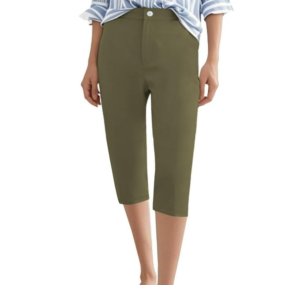Kaemgyyd Capri Pants for Women Stretch Solid Color Office Work Pants Summer Casual Capris Slacks Crop Yoga Dress Pant
