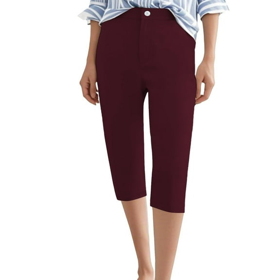 Kaemgyyd Capri Pants for Women Stretch Solid Color Office Work Pants Summer Casual Capris Slacks Crop Yoga Dress Pant