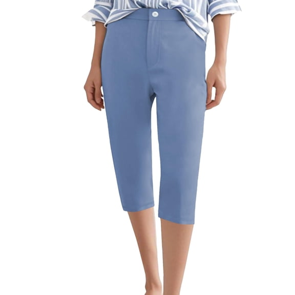 Kaemgyyd Capri Pants for Women Stretch Solid Color Office Work Pants Summer Casual Capris Slacks Crop Yoga Dress Pant