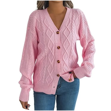 Kaemgyyd Cardigan Sweaters for Women 2024 Fall Button down Cable Knit Coat Lightweight Long Lantern Sleeve Outerwear