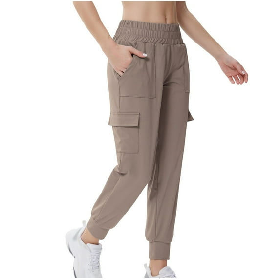 Kaemgyyd Cargo Joggers for Women Lightweight Elastic Waist Trousers with Pockets Casual Hiking Quick Dry Workouts Pants