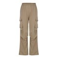thumbnail image 1 of Kaemgyyd Cargo Pants Women Baggy Trendy Elastic Waist Wide Leg Trousers with Pockets Casual Solid Color Athletic Hiking Clothing, 1 of 4