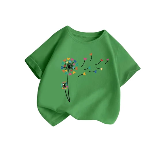 Kaemgyyd Children Boys Graphic Shirts 2-14 Years Comfortable Short Sleeve Casual Tops Loose Crew Neck Teen Girls Tee Blouse