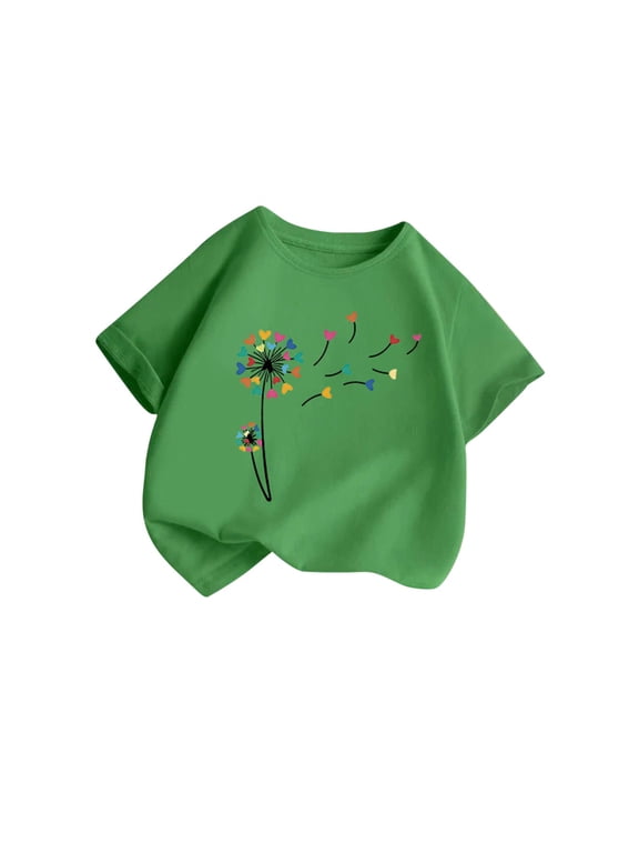 Children Boys Graphic Shirts 2-14 Years Comfortable Short Sleeve Casual Tops Loose Crew Neck Teen Girls Tee Blouse