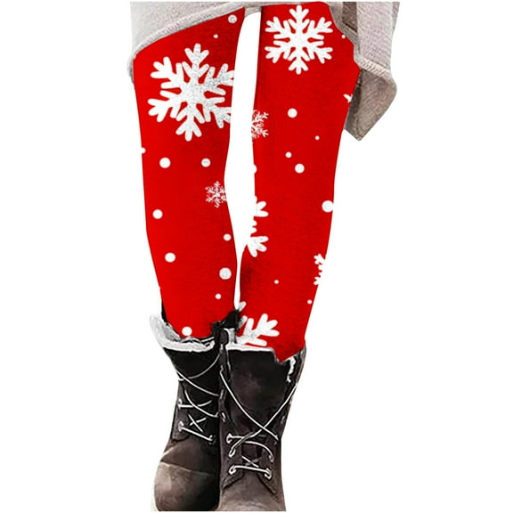 Kaemgyyd Christmas Day Leggings for Women Cute High Waisted Skinny Tights No See Through Cycling Workout Yoga Pants