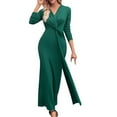 thumbnail image 1 of Kaemgyyd Cocktail Dresses for Women Elegant Bodycon Belted Maxi Dresses Long Sleeved V Neck Wear to Work Dress Fall, 1 of 7