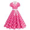 Kaemgyyd Cocktail Dresses for Women Vintage Short Sleeve Button Party Clubwear Collared A-Line Evening Prom Gown Dresses