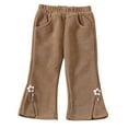 thumbnail image 1 of Kaemgyyd Corduroy Flare Pants for Infant Baby Girls Winter Warm High Waisted Trousers Fleece Lined Bell Bottoms Pants 6 M-4 T, 1 of 7