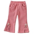 thumbnail image 1 of Kaemgyyd Corduroy Flare Pants for Infant Baby Girls Winter Warm High Waisted Trousers Fleece Lined Bell Bottoms Pants 6 M-4 T, 1 of 7