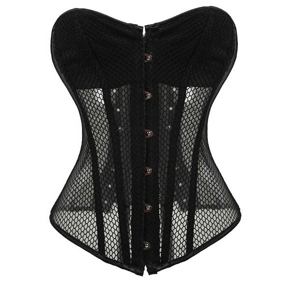 Kaemgyyd Corset Tops for Women Fashion See Through Mesh Bodyshaper Hallow out Sleeveless Overbust Corset Built-In Bra