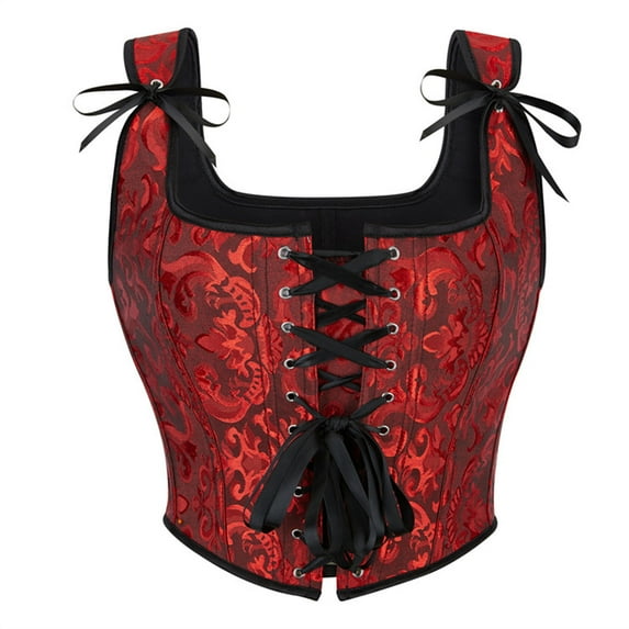 Kaemgyyd Corset Tops for Women Renaissance Floral Square Neck Crop Top Lace up Adjustable Strap Going out Corset Shapewear