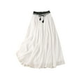 thumbnail image 1 of Kaemgyyd Cotton Linen Skirts for Women Bohemian Elastic Waist Casual Flowy Skirt Double Layer Tie up A-Line Loose Skirt, 1 of 1