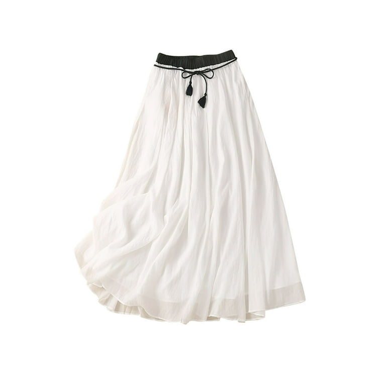 Women Floral A-Line Linen Skirt 4115 Women Floral A-Line Linen Skirt 4115