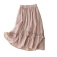 thumbnail image 1 of Kaemgyyd Cotton Linen Skirts for Women Fall Casual Elastic High Waisted Flowy a Line Skirt Tiered Layered Soft Beach Skirt, 1 of 3