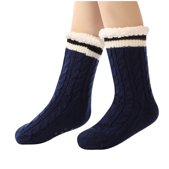 Kaemgyyd Cozy Socks for Women Winter Warm Color Block Knit Socks Casual Fashion Fuzzy Sleeping Crew Socks