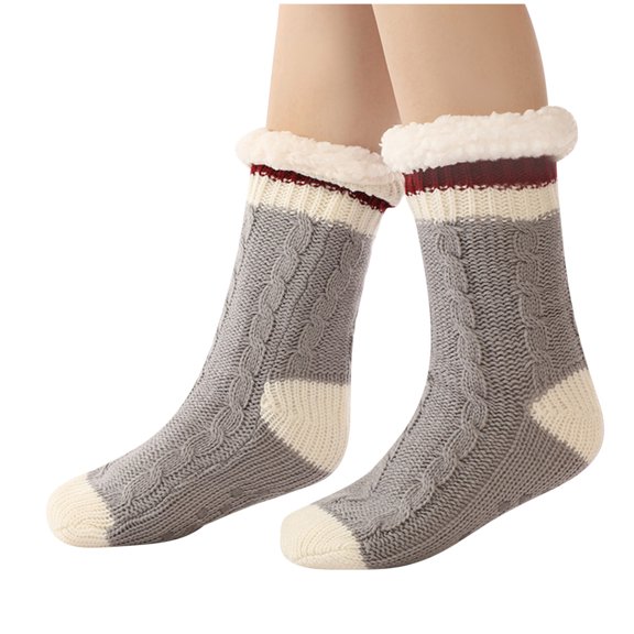 Kaemgyyd Cozy Socks for Women Winter Warm Color Block Knit Socks Casual Fashion Fuzzy Sleeping Crew Socks