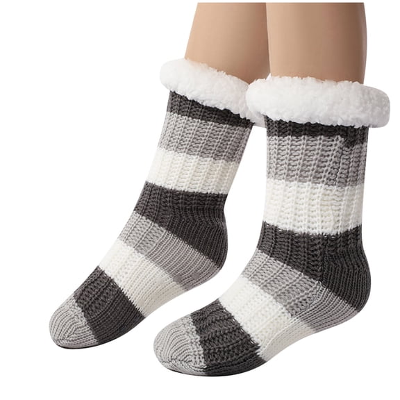 Kaemgyyd Cozy Socks for Women Winter Warm Color Block Knit Socks Casual Fashion Fuzzy Sleeping Crew Socks