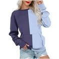 thumbnail image 1 of Kaemgyyd Crew Neck Sweatshirt for Women Casual Loose Long Sleeve Tops Trendy Color Block Fall Fashion Pullover with Pocket, 1 of 6