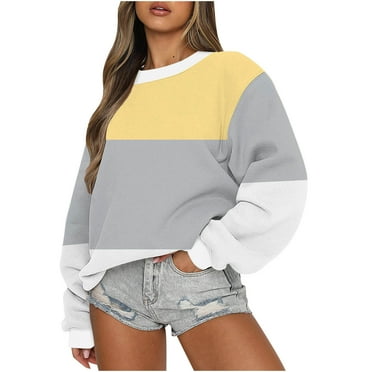 Kaemgyyd Crewneck Sweatshirts Women Color Block Long Sleeve Loose Tops Casual Comfy Fall Fashion Pullover 2025