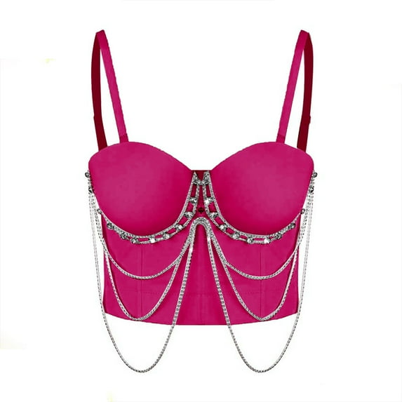 Kaemgyyd Crop Tops for Women Glitter Spaghetti Strap Camisoles Corset Breathable Body Shaper Going out Clothes Club Party Bra