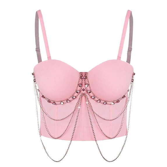 Kaemgyyd Crop Tops for Women Glitter Spaghetti Strap Camisoles Corset Breathable Body Shaper Going out Clothes Club Party Bra