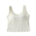 thumbnail image 1 of Kaemgyyd Crop Tops for Women Summer Scoop Neck Casual Basic Undershirt Solid Color Sleeveless Built-In Bra Workout Shirt, 1 of 4
