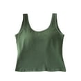 thumbnail image 1 of Kaemgyyd Crop Tops for Women Summer Scoop Neck Casual Basic Undershirt Solid Color Sleeveless Built-In Bra Workout Shirt, 1 of 4