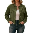 thumbnail image 1 of Kaemgyyd Cropped Jacket for Women Casual Button Down Corduroy Shacket Jackets Vintage Lapel Long Sleeve Short Coat Streetwear, 1 of 6