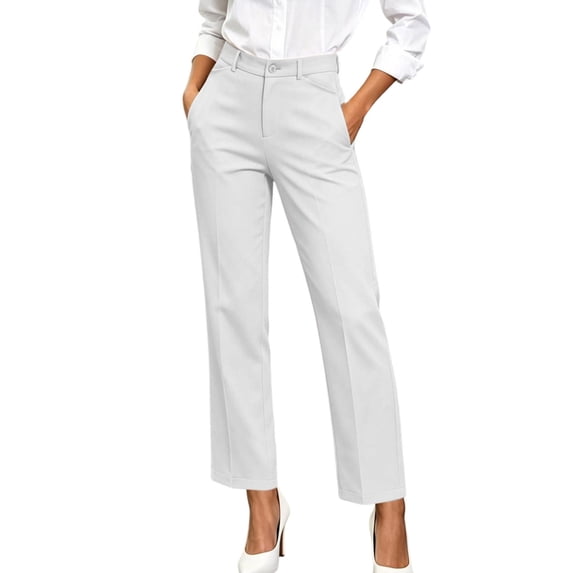 Kaemgyyd Dress Pants Women Button High Waisted Slacks Pant Business ...