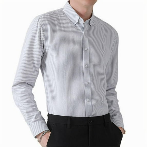 Kaemgyyd Dress Shirt for Men Plus Size Long Sleeve Button down Striped Tops Fashion Breathable Business Work Shirt